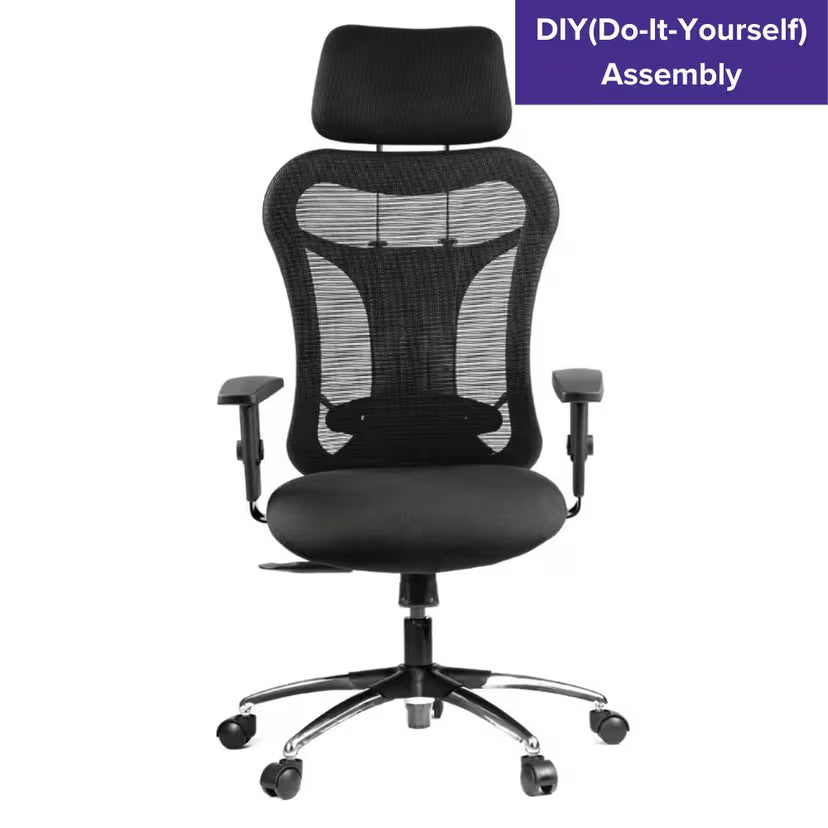 Ergonomic mesh chair with breathable back, lumbar support, padded seat, and tilt lock. Designed for comfort in home offices, study rooms, or workstations.