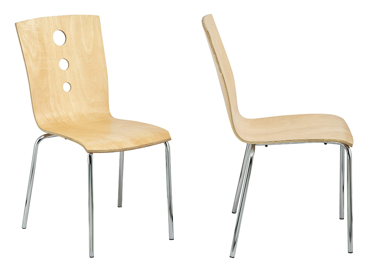 Wooden Cafe Chair in Metal Frame Legs