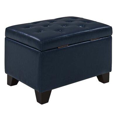 Wooden Frame Leatherette Ottoman with Storage -