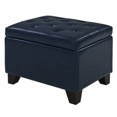 Wooden Frame Leatherette Ottoman with Storage -