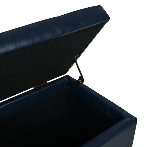 Wooden Frame Leatherette Ottoman with Storage -