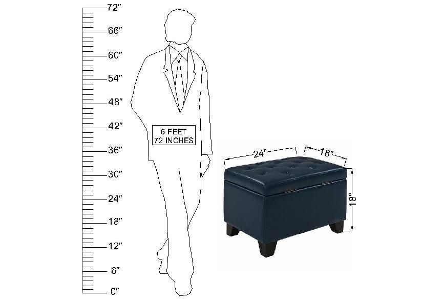 Wooden Frame Leatherette Ottoman with Storage -