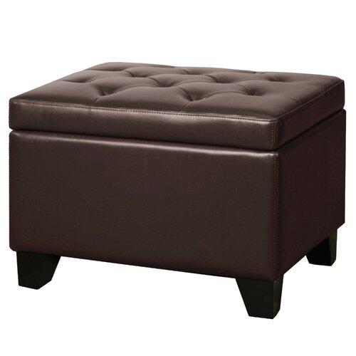 Wooden Frame Leatherette Ottoman with Storage