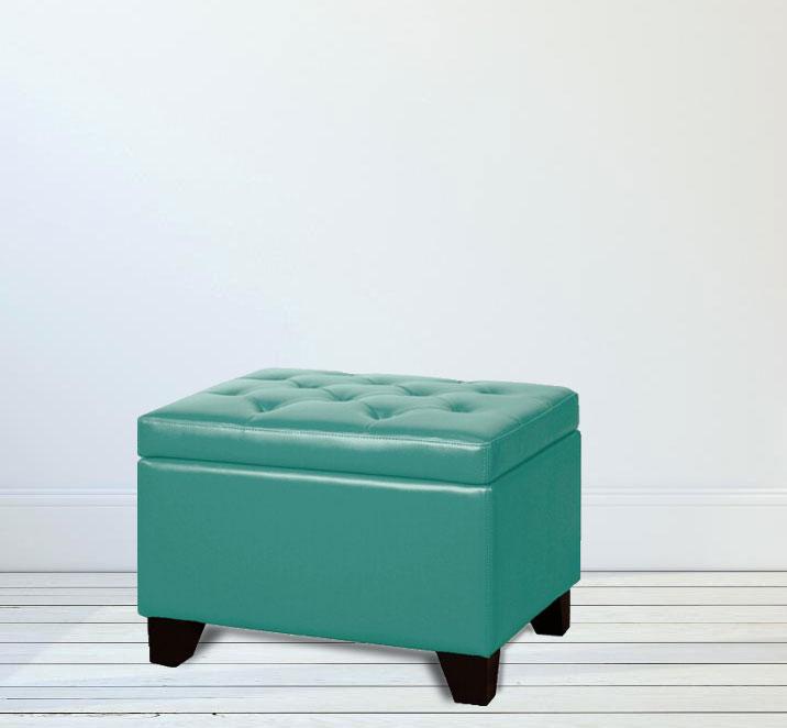 Wooden Frame Leatherette Ottoman with Storage