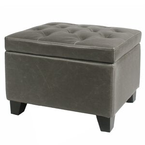Wooden Frame Leatherette Ottoman with Storage