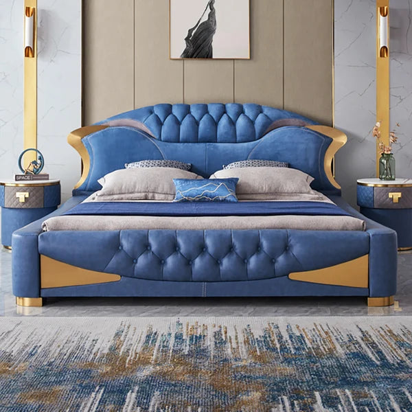 Supreme Luxury Bed – Plush Upholstery, Headboard, Solid Wood Frame, Custom Finish Options, Optional Storage