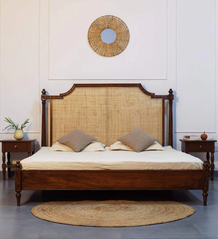 King Size Bed – Solid Teak Wood Frame, Sturdy Plywood, Elegant Design Easy Assembly