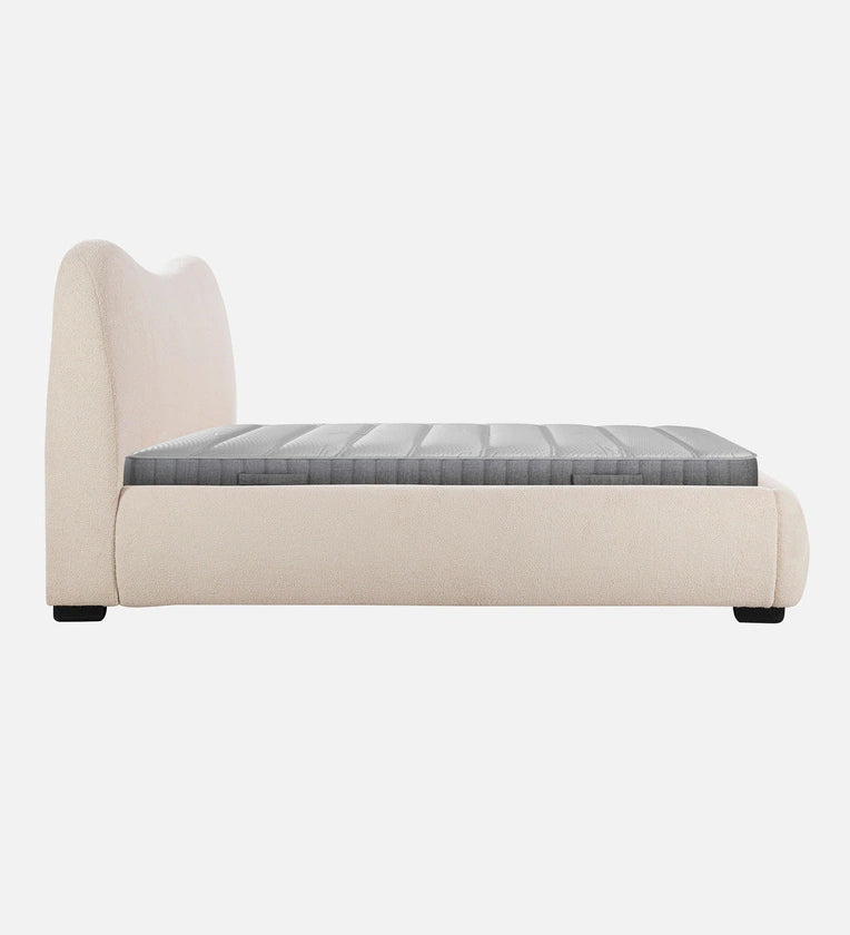 King-Size Bed – Soft Textured Bouclé Fabric, Sturdy Wooden Frame, Plywood without Storage