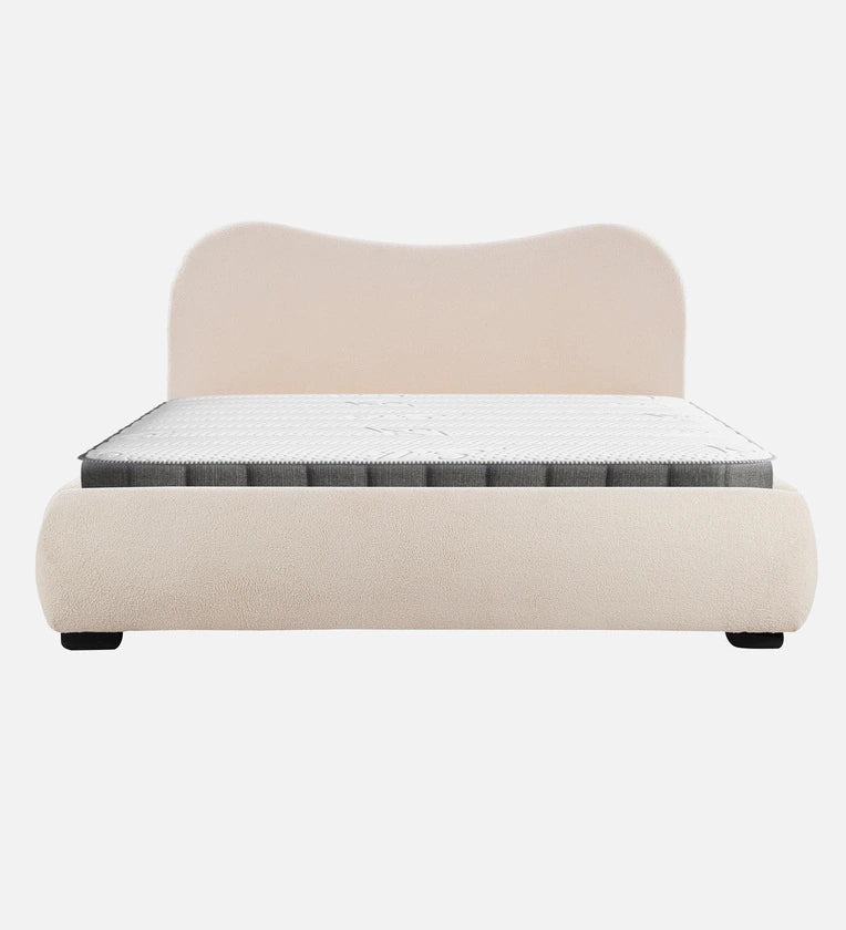 King-Size Bed – Soft Textured Bouclé Fabric, Sturdy Wooden Frame, Plywood without Storage