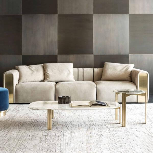 Italian Designer 3-Seater Sofa Velvet Upholstery for Elegant Modern Living Spaces