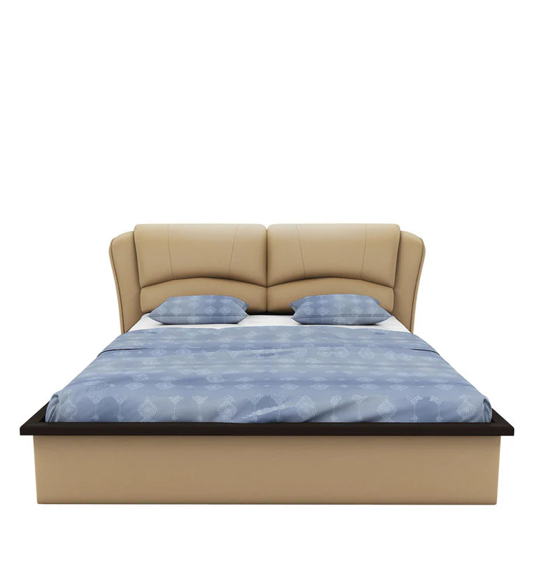 Leatherette King Bed – Solid Wood Base, Plush Leatherette Upholstery, Hydraulic Storage