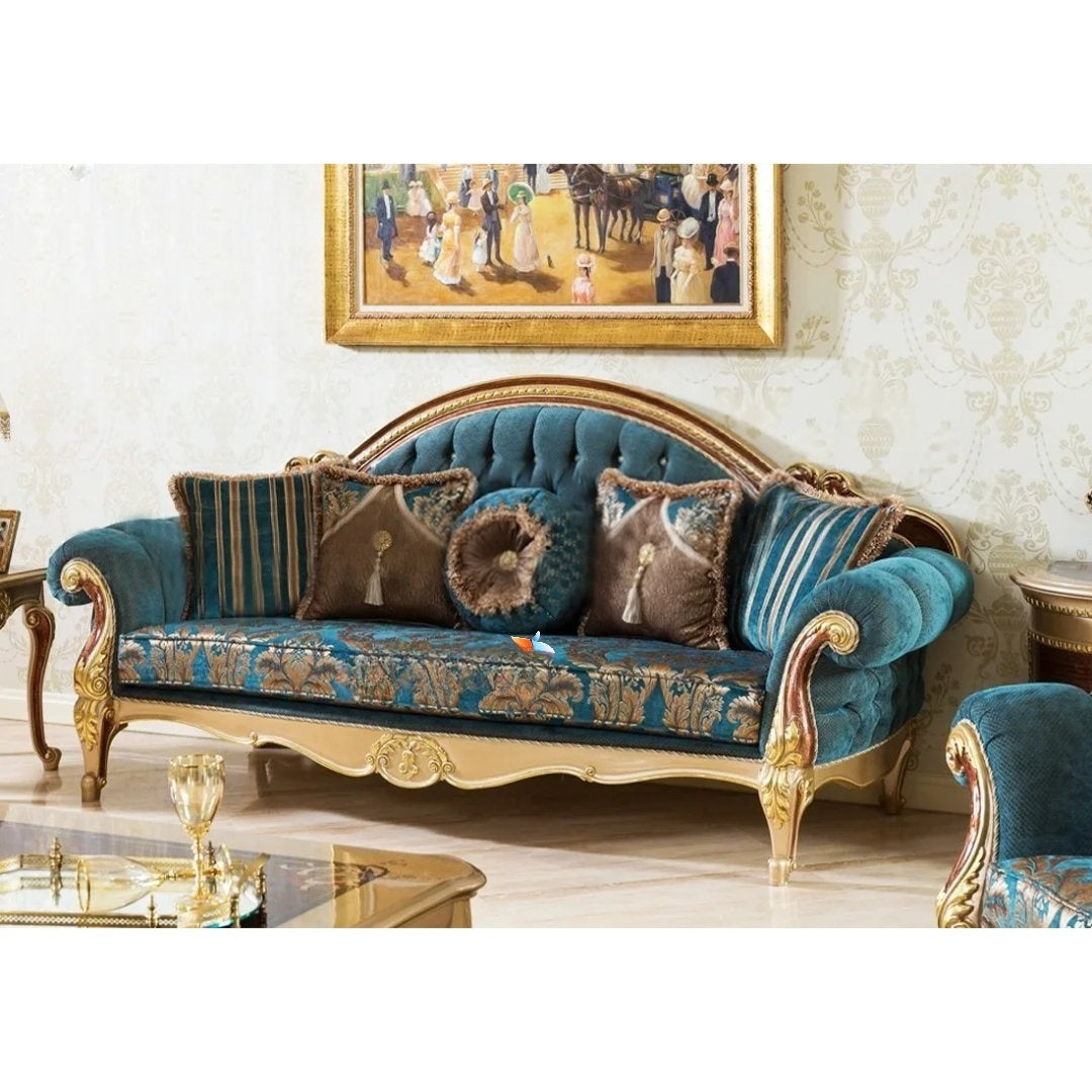 Luxury 3-Seater Couch for Home – Features Soft Velvet Upholstery and a Robust Hardwood Structure for Soft Comfort and Premium Design