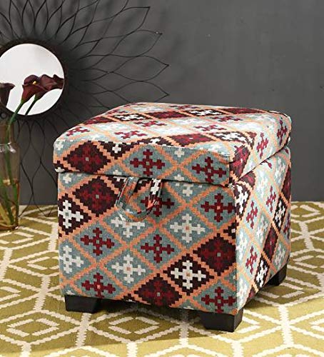 Fully Cushioned Cotton Pouffe Solid Wooden Frame with Fabric Upholstery Idea- Home