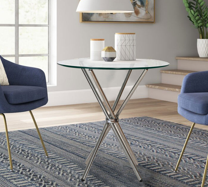 The Metal SS Frame Base Center Table with Glass Top
