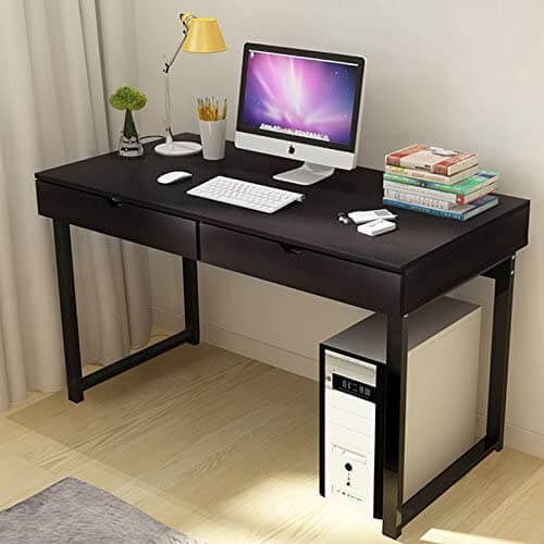 Computer Study Table with Drawers & Metal Frame Base in Wooden