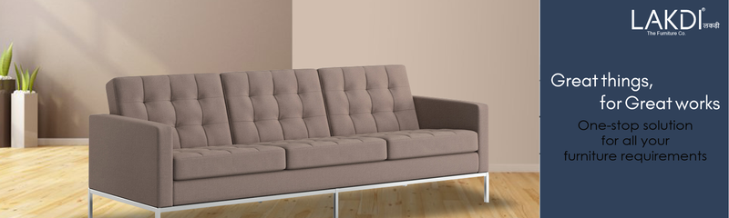 Metal Frame Legs Base Cushioned Fabric Sofa