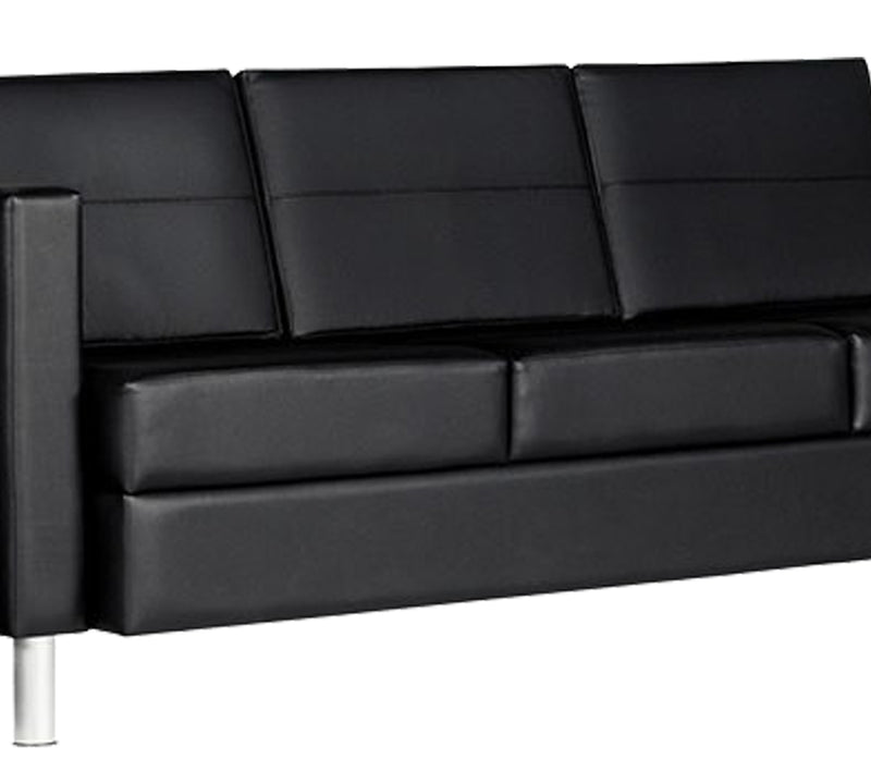 3 Seater Leatherette Sofa Metal Legs Base Cushioned