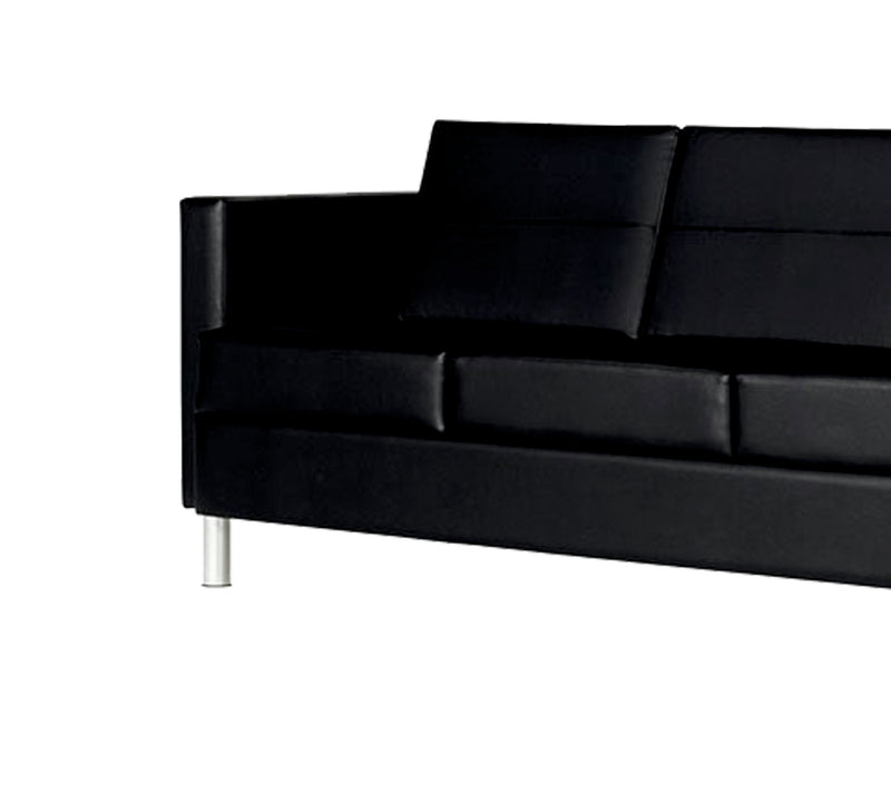 3 Seater Leatherette Sofa Metal Legs Base Cushioned