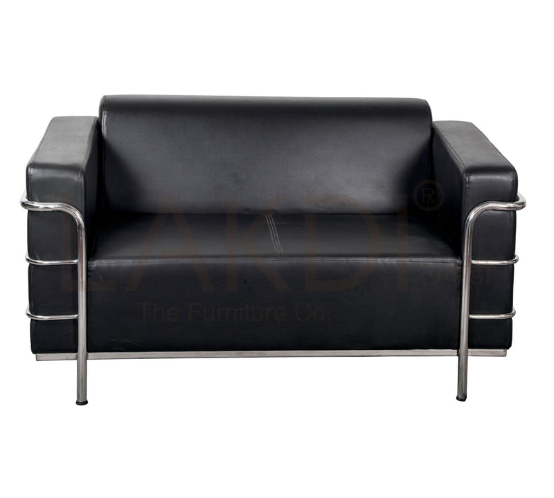 2 Seater Leather Sofa in Metal Legs