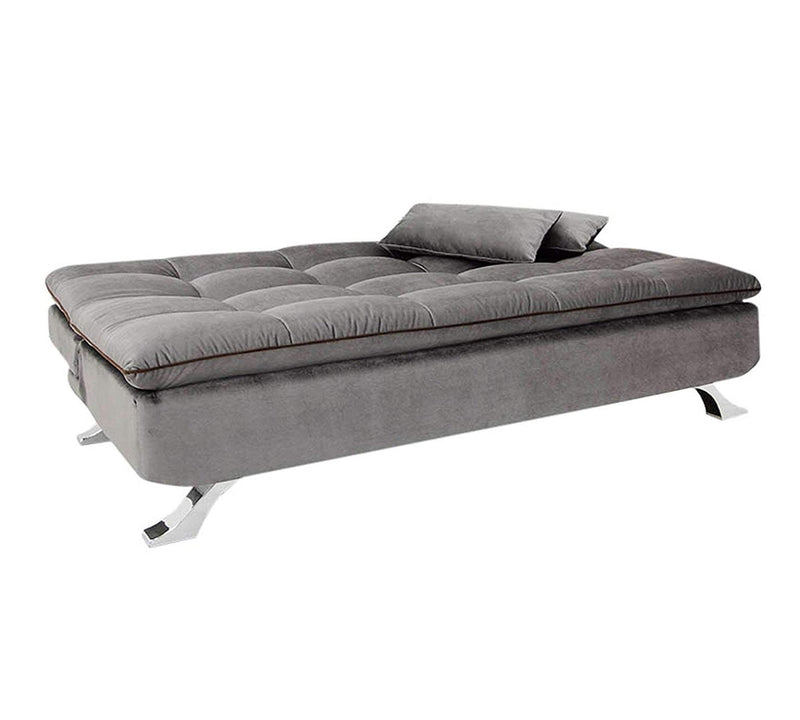 3 Seater Fabric Sofa cum Bed with Metal Legs Base