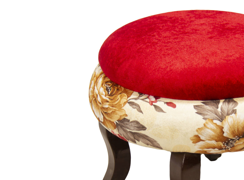 Round Pouffe with Wooden Legs Base
