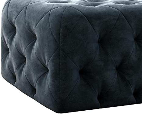 Wooden Frame Fabric Wide Ottoman