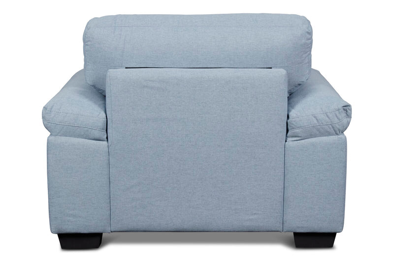 Wooden Light Blue Chair with Pillow Top Armrests
