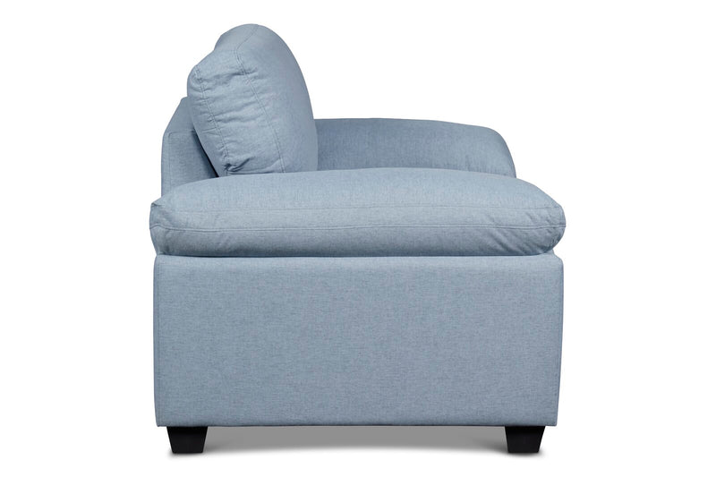 Wooden Light Blue Chair with Pillow Top Armrests