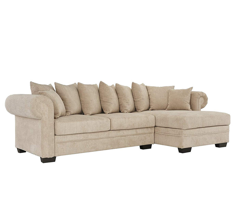 3 Seater Fabric Sofa Wooden Base with Chaise