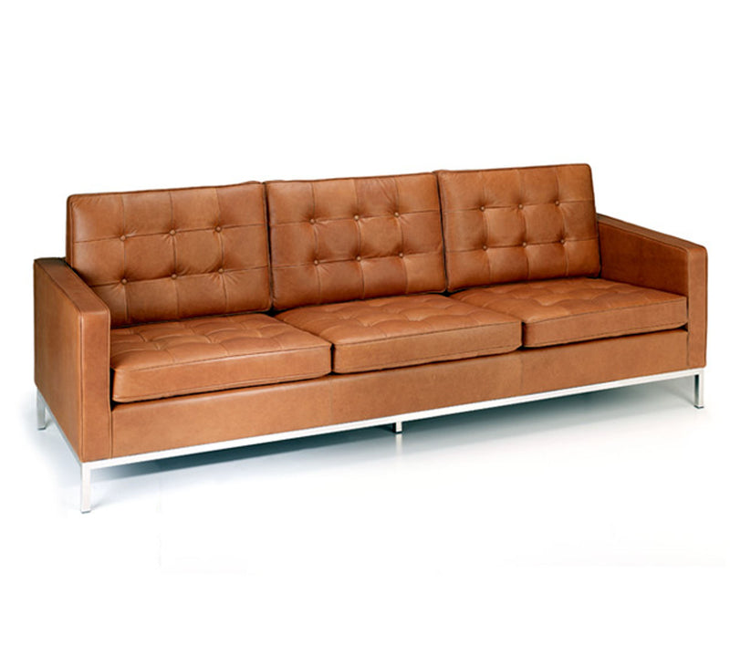 3 Seater Leatherette Sofa Fully Cushioned Metal SS Legs Base