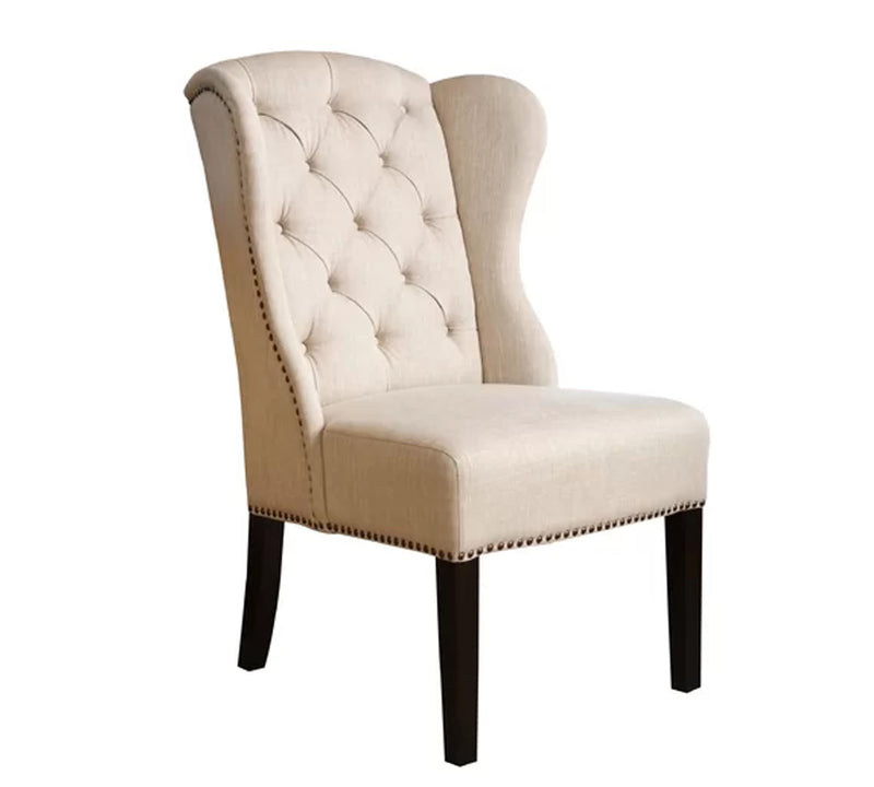 Solid Wooden Frame Legs Base Fabric Dining Chair