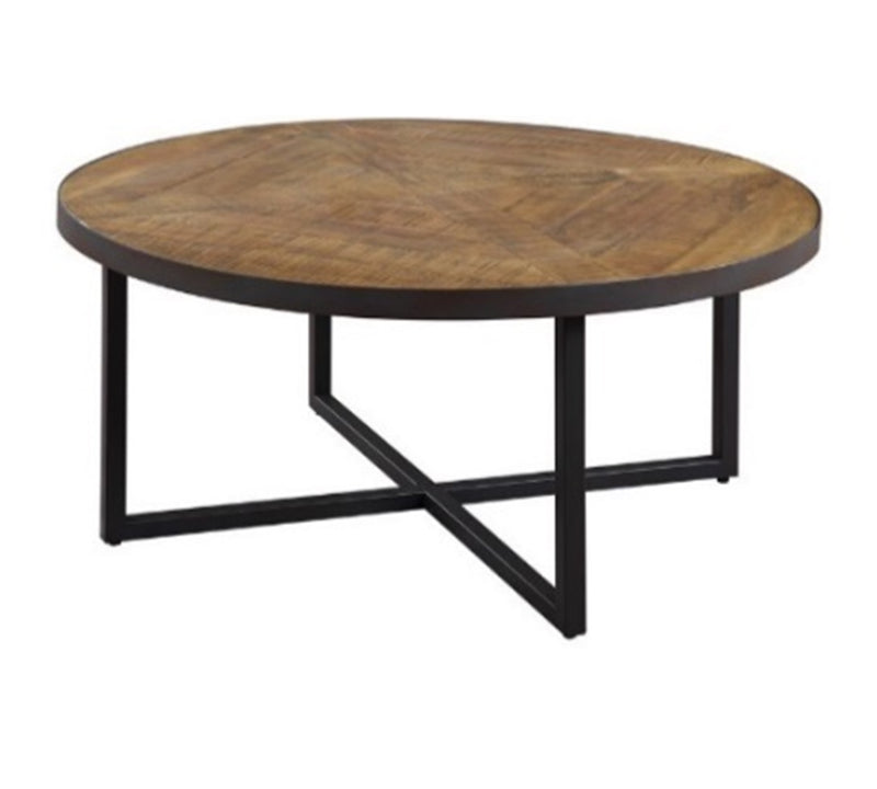 Metal Frame Base Wooden Particle Board Top Round Center Tables