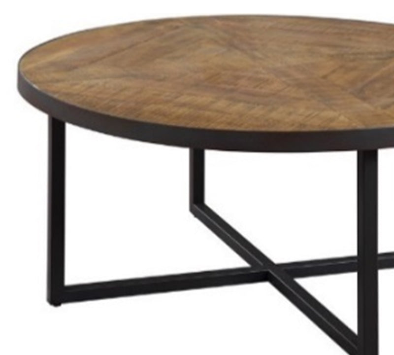 Metal Frame Base Wooden Particle Board Top Round Center Tables