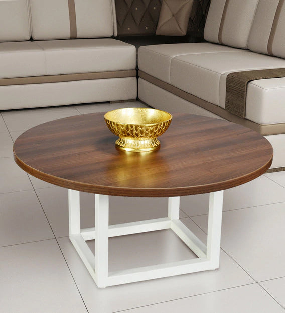 Wooden Top Center Table With Metal Frame Base