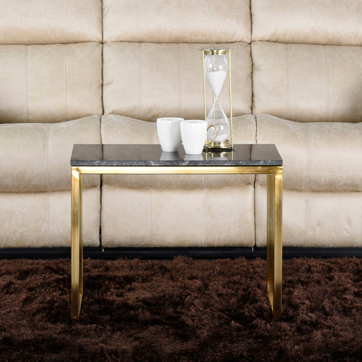 The Metal Frame Base Textured Marble Top Coffee Center Table