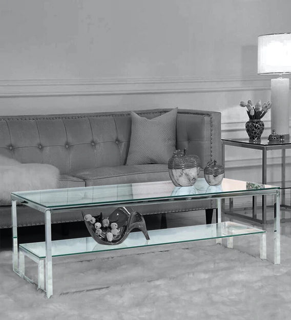 The Metal Frame Base Glass Top Coffee Table