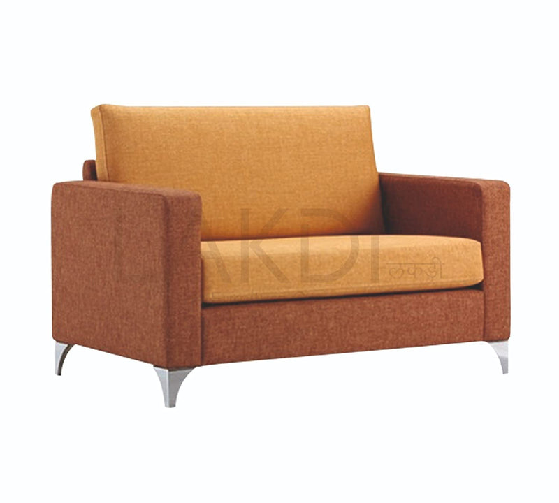 Two Seater Sofa Arm Chair in Solid Wooden Frame With SS Legs