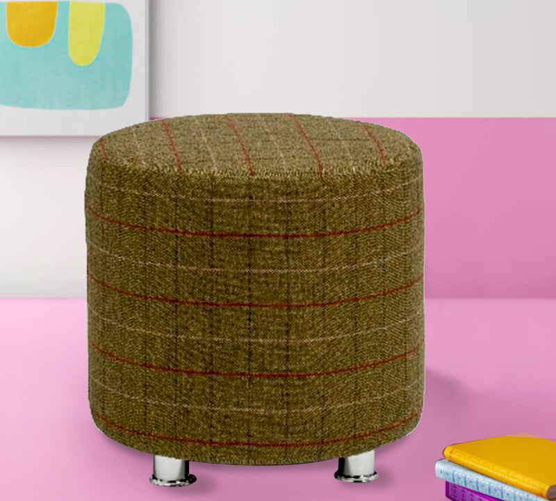 Fully Cushioned Printed Fabric Pouffe with Chrome Legs