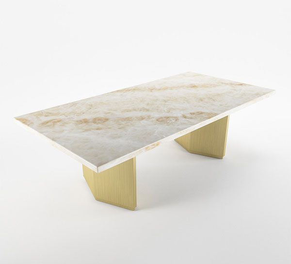 Marble Top Dining Table with Wooden Frame Base