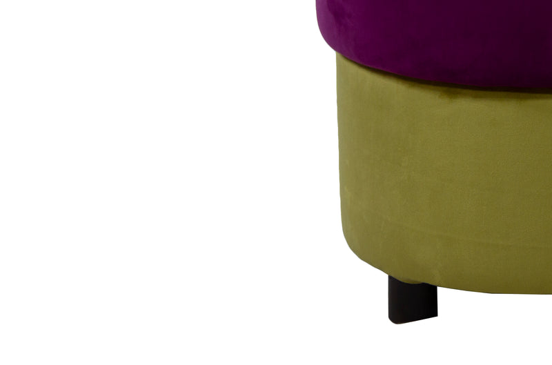 Solid Wooden Frame Dual Color Fabric Pouffe