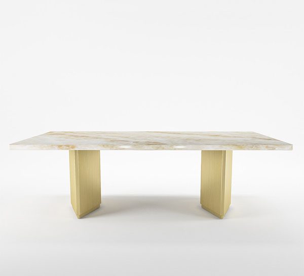 Marble Top Dining Table with Wooden Frame Base