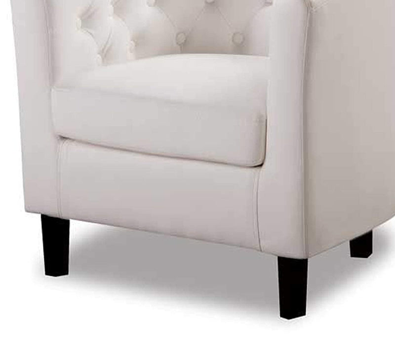 Button Tufted Leatherette Club Chair
