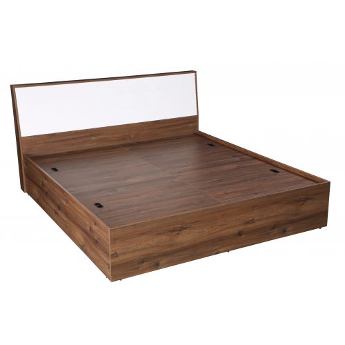 Queen Size Bed with Box Storage in Solid Wood with Natural Finish