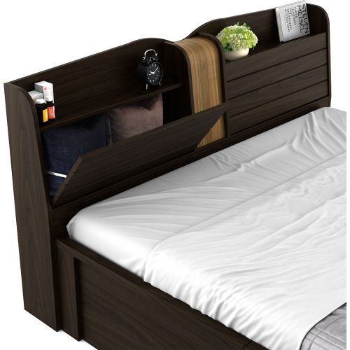 King Size Bed with Half Hydraulic Storage & Half Manual Lift Panels