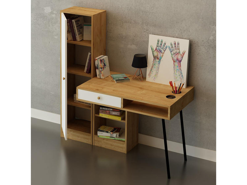 Wooden Top & Base Study Table with Wardrobe