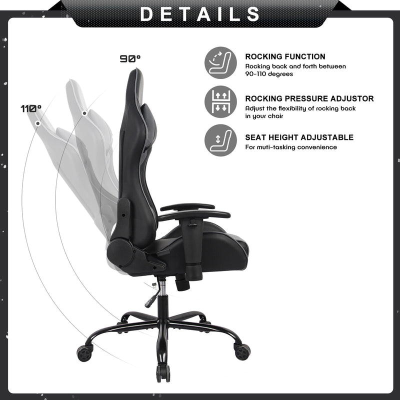 Gaming Chair with Metal Caster Swivel & Wheel Base