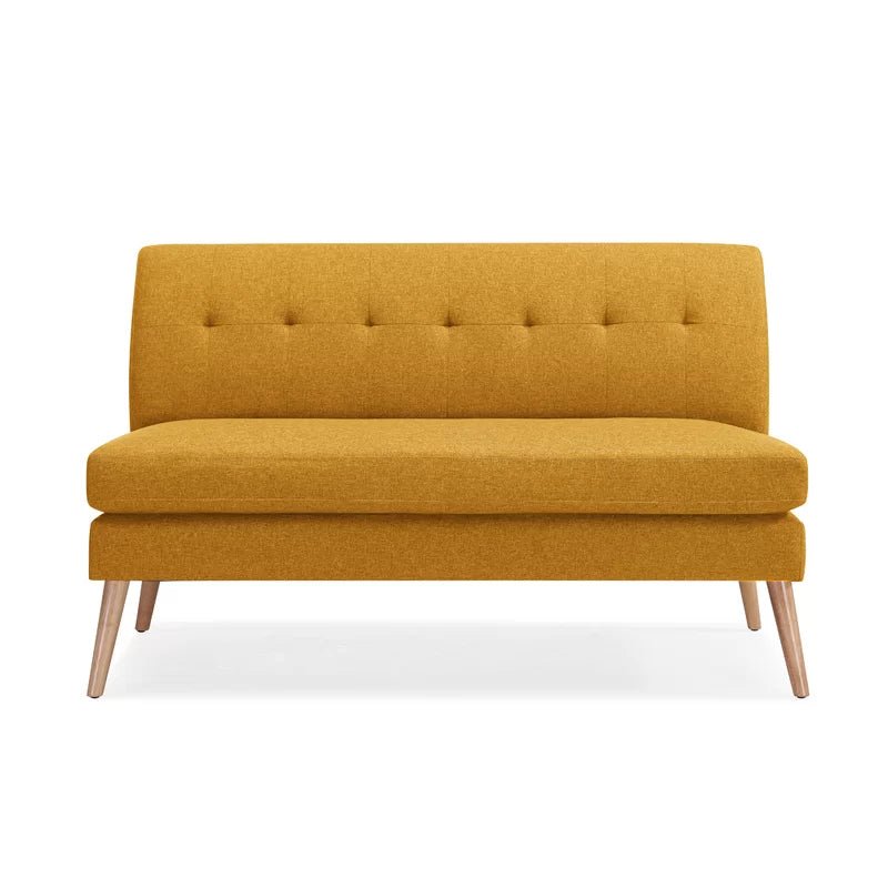 2 Seater Armless Upholstered Sofa with Wooden Legs