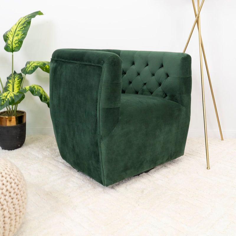 Swivel Modern Green Velvet Chair