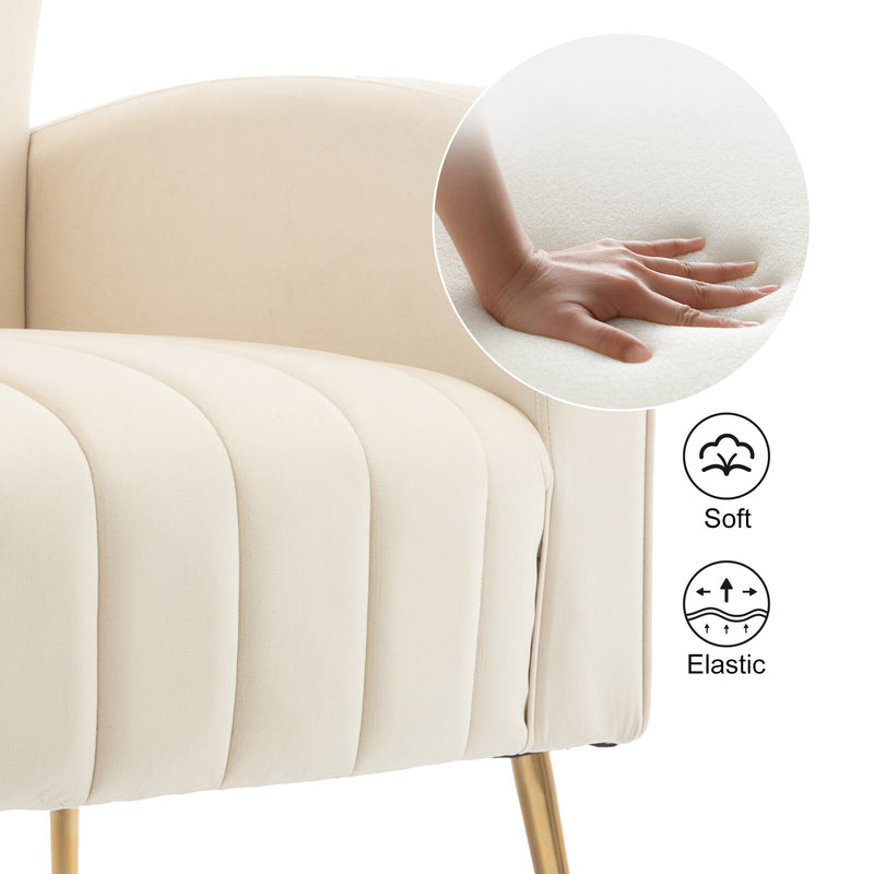 Versatile Luxury Unique Design Accent Chair with Golden Metal Legs