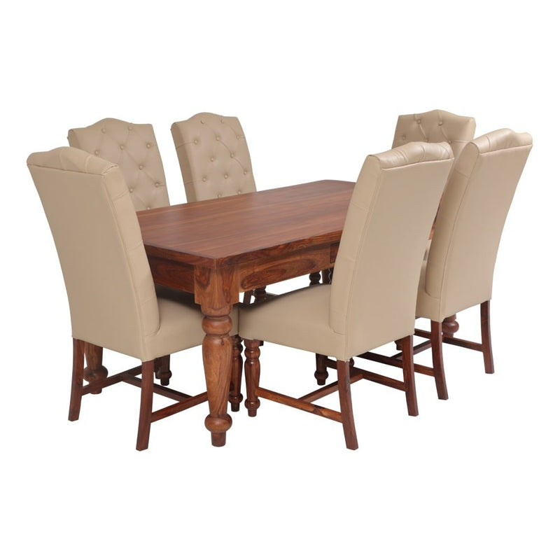 Dining Table Chairs Set of 6 With Wooden Frame Base